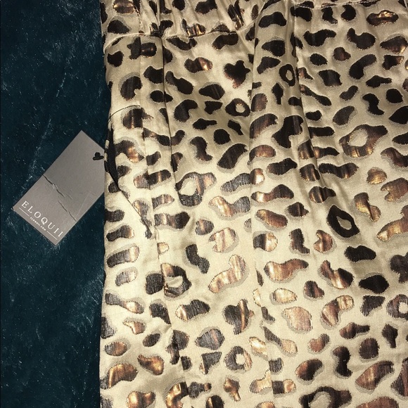 NWT Eloquii Metallic Leopard Pleated Skirt Sz 22 - Picture 6 of 8